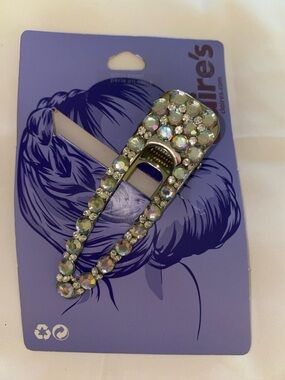 1-Claire's Iridescent Crystal Snap Hair Clip - Silver Base